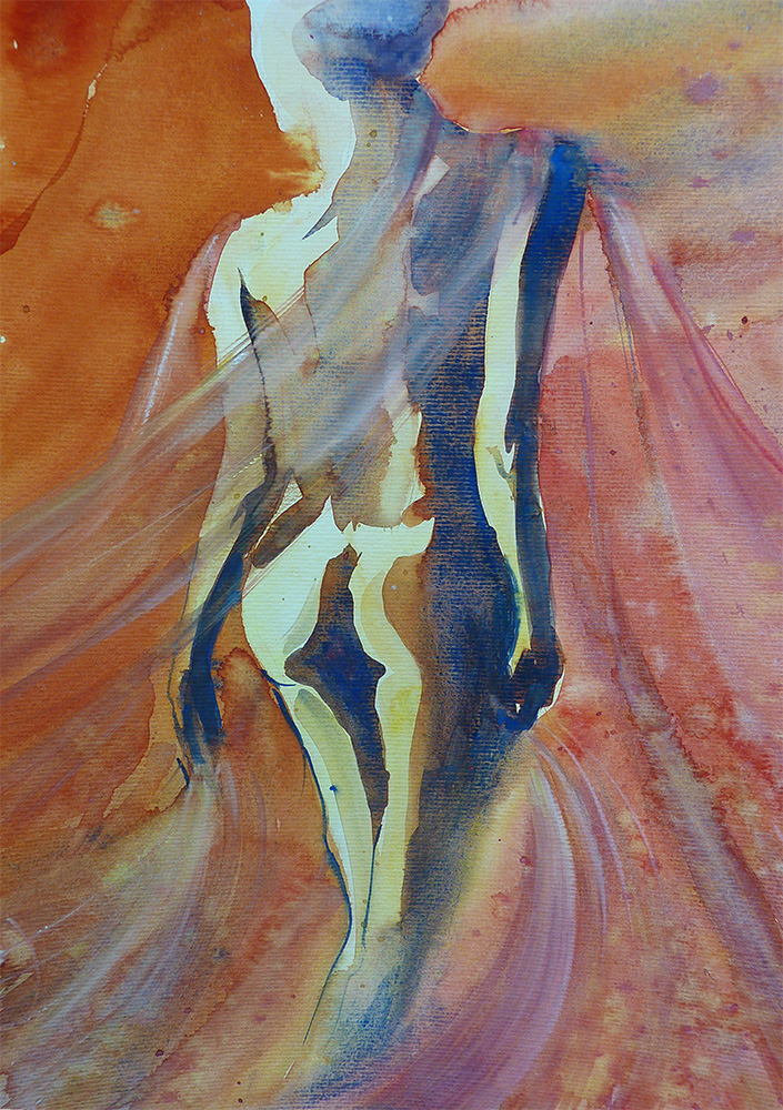 Lady , transparent, aquarell, Tusche, Licht, Schatten